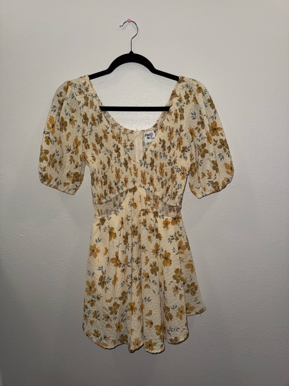 Princess Polly Cream Dress with Mustard and Sage Floral Print